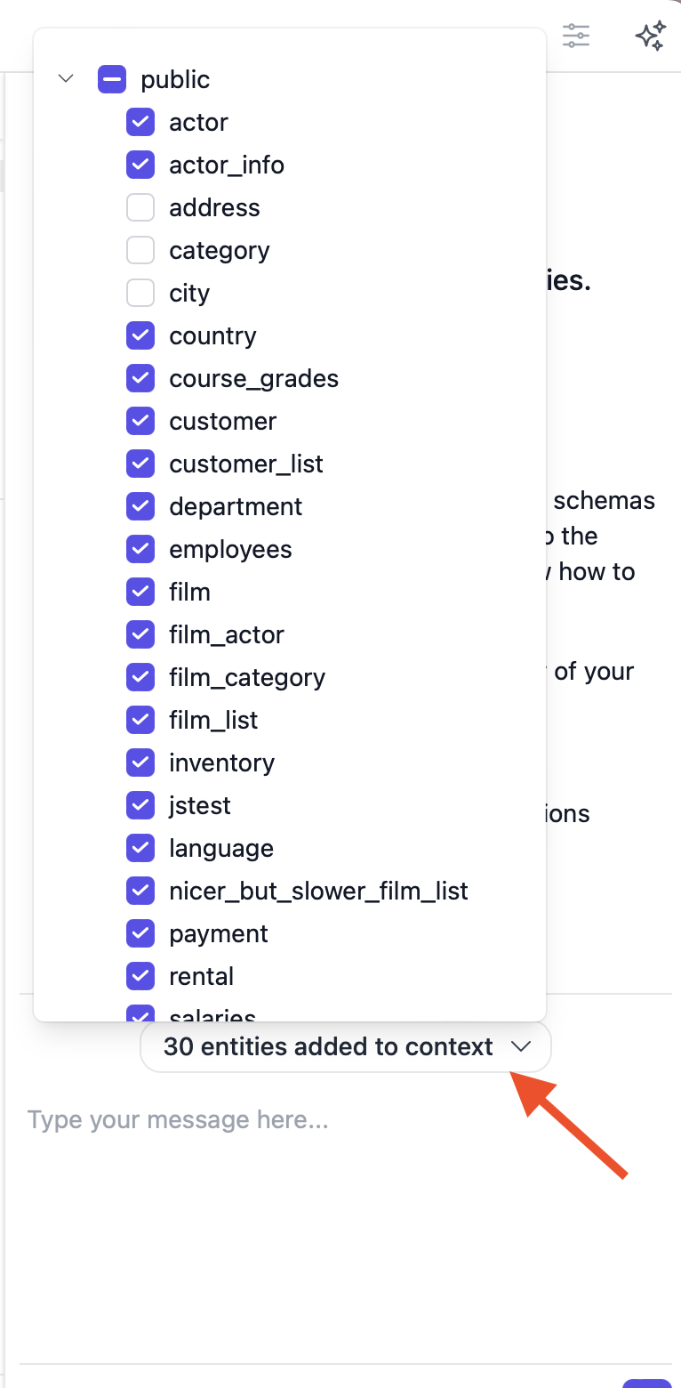 AI assistant entity selector