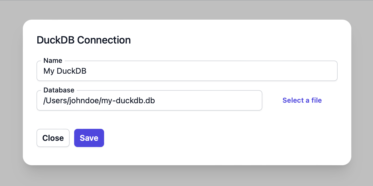 New DuckDB connection