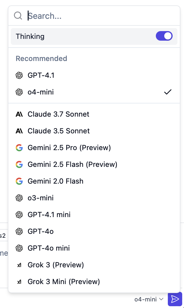 AI model picker